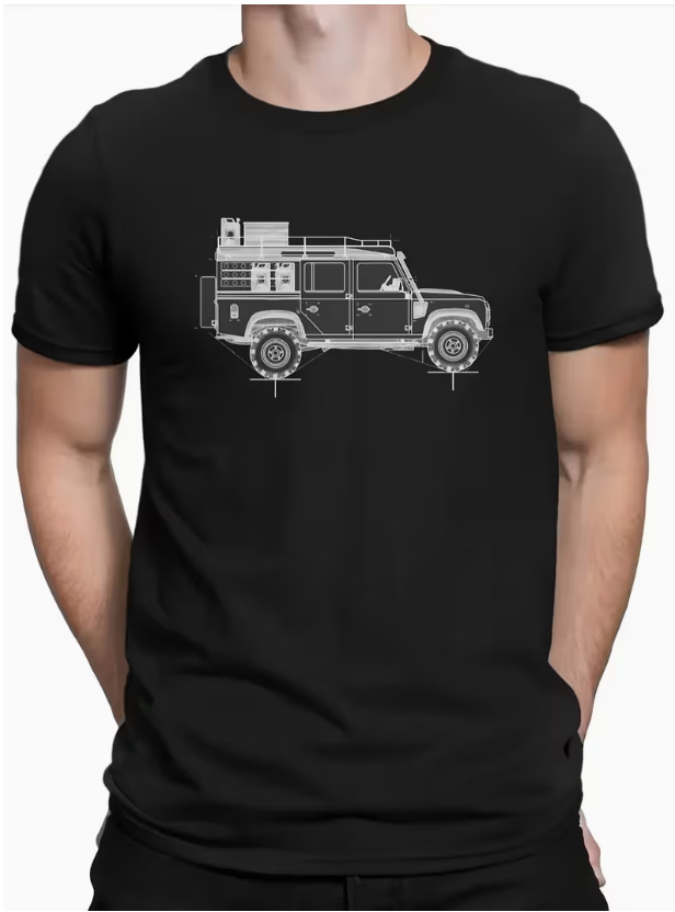 110 DEFENDER BLUEPRINT TSHIRT BLACK