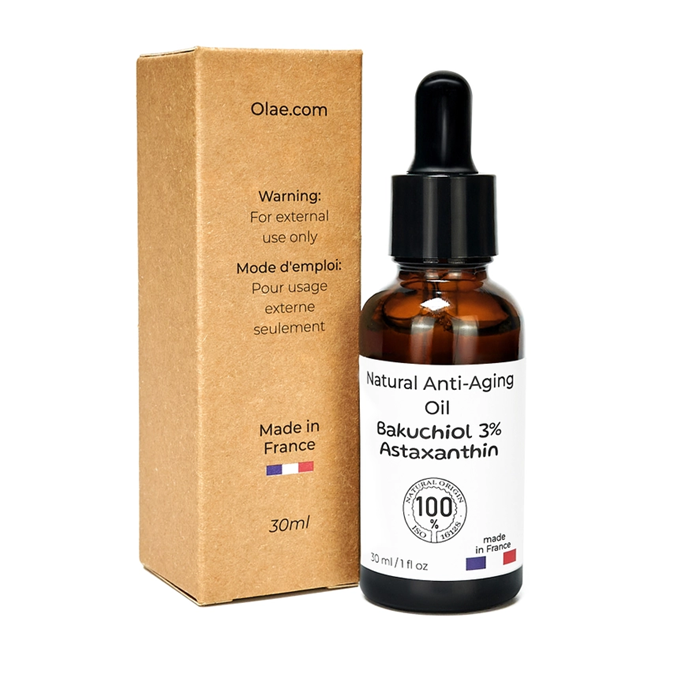 Anti-aging olie (30ml) 3% Bakuchiol-Squalan+Astaxanthin - Olae Made In France